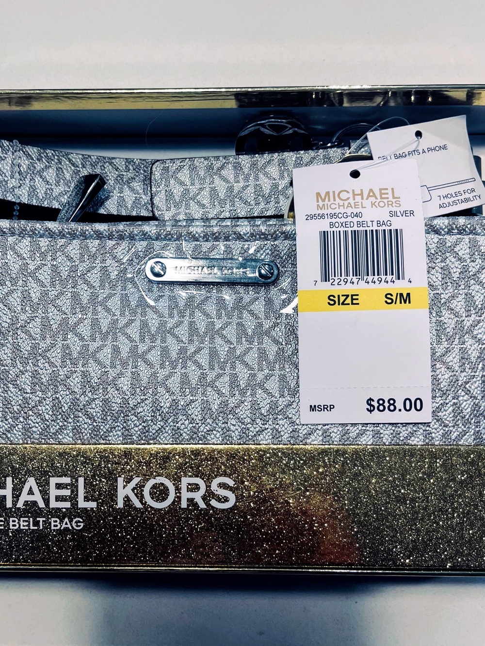 Michael Kors Silver Monogram Boxed Belt Bag
